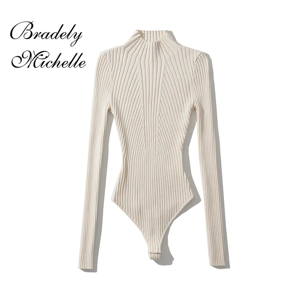 Women's Clothing Tops Solid Pullover High Collar Bodysuit