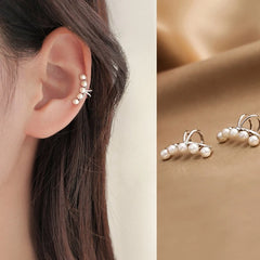 1pcs Ear Cuff Cross Clip On Pearl Earrings