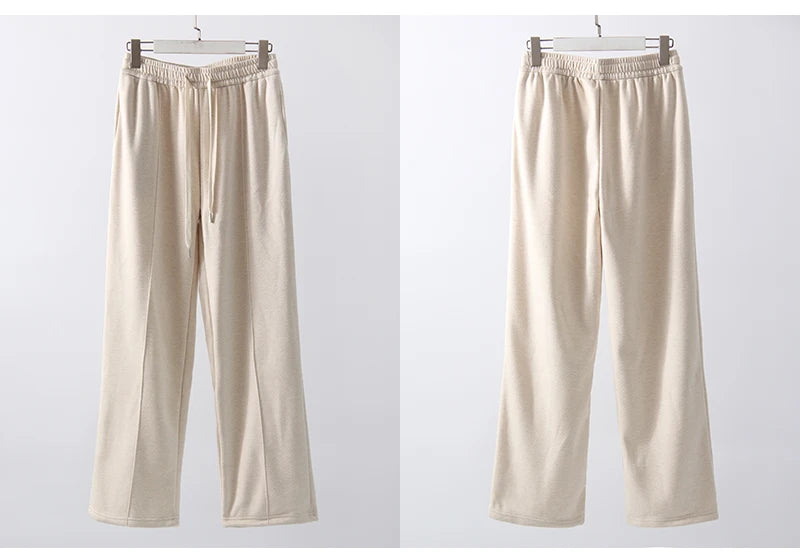 Wool Pants With Fleece Trousers High Waist Velvet Straight Leg Pants