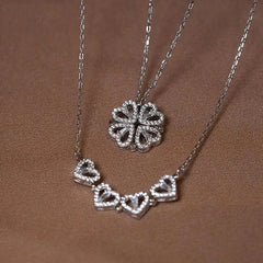 Heart Shaped Four Leaf Clover Pendant Necklace Choker Jewelry