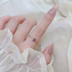 Vintage Purple Zircon Ring for Women All-match Jewelry