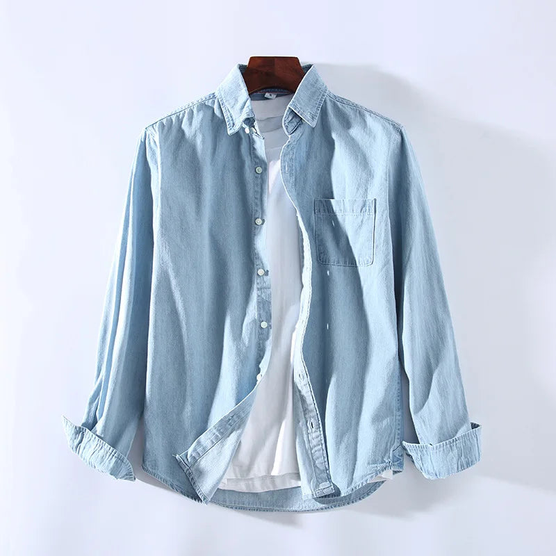 Casual Denim Fashion Casual Cotton Slim Fit Long Sleeve Shirt