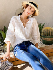 Casual Chic Blouse Shirt Lace Patchwork Blouse Ruffles Long Sleeve