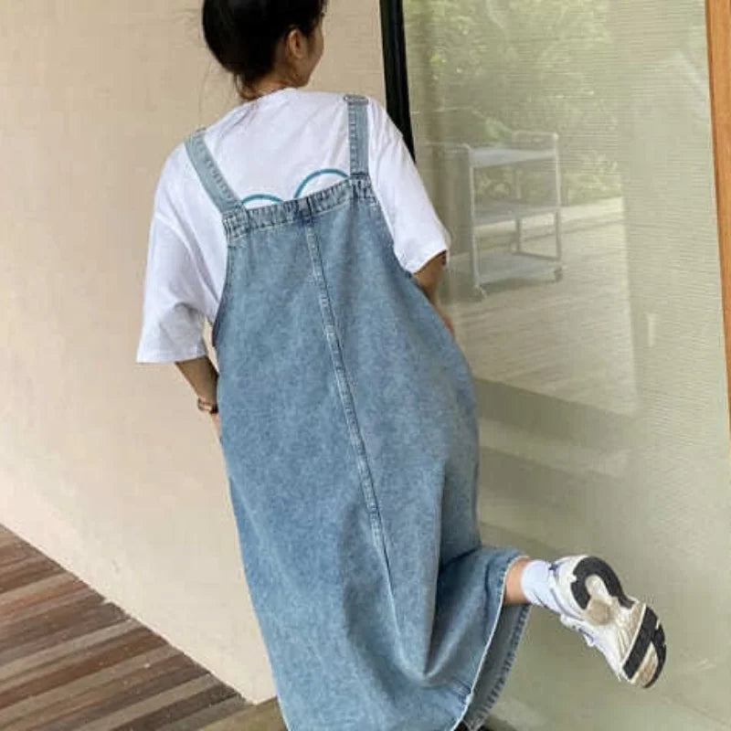 Summer Denim Overall Dress Women Sleeveless Jeans Fashion