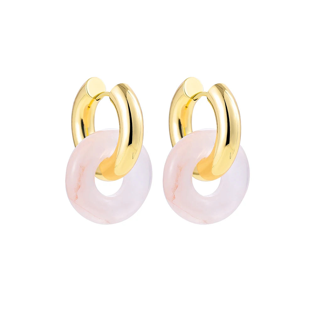 Vintage Stone Pendant Hoop Earrings for Women S