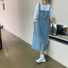 Summer Denim Overall Dress Women Sleeveless Jeans Fashion