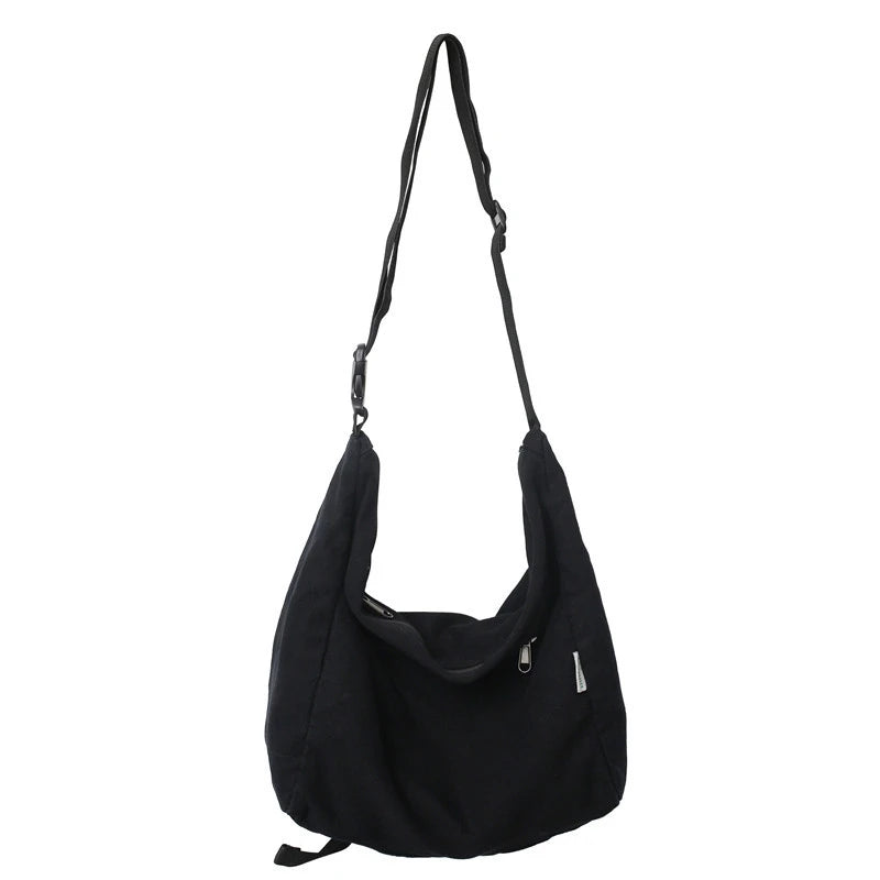 Leisure Canvas Shoulder Bag For Simple Solid Color Large Capacity