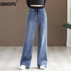 Casual Wide Leg Jeans Patchwork High Waist Vintage Baggy