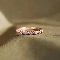 Sweet Pink Cubic Zironia Heart Rings Accessories Trendy Jewelry