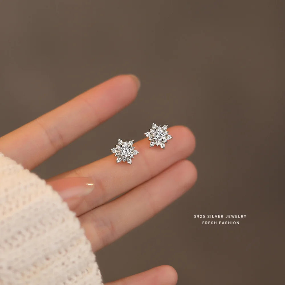 Pavé Zircon Snowflake Earrings for Women Jewelry