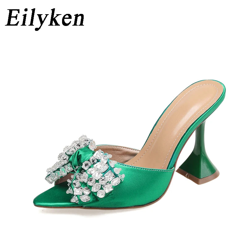 Silk Butterfly-knot Women Slippers Designer High Heels Sandals