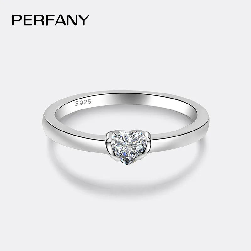 Heart Cut Moissanite Ring for Women Pure Classic Fashion Jewelry
