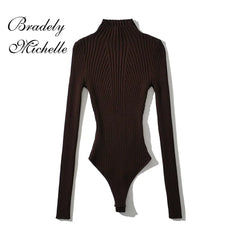 Women's Clothing Tops Solid Pullover High Collar Bodysuit