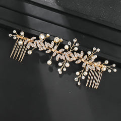 Wedding Pearl Leaf Crystal Hair Comb Hairpin Headband