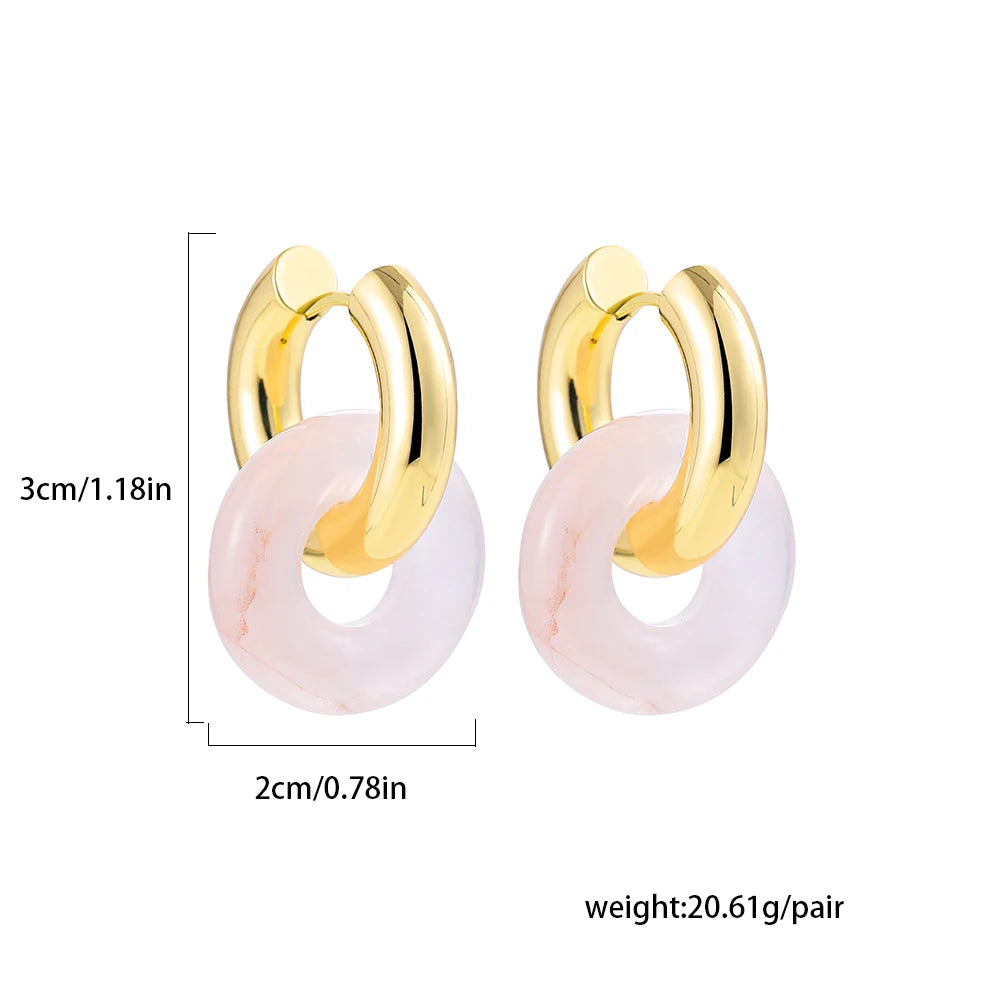 Vintage Stone Pendant Hoop Earrings for Women S