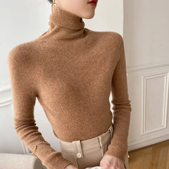 Women Sweater Turtleneck Warm Knitwear Casual Solid Fashion