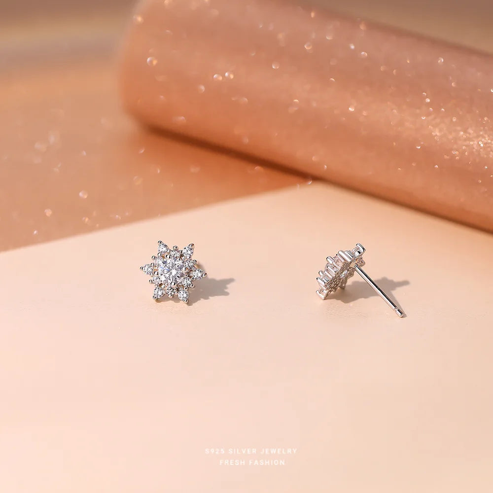 Pavé Zircon Snowflake Earrings for Women Jewelry