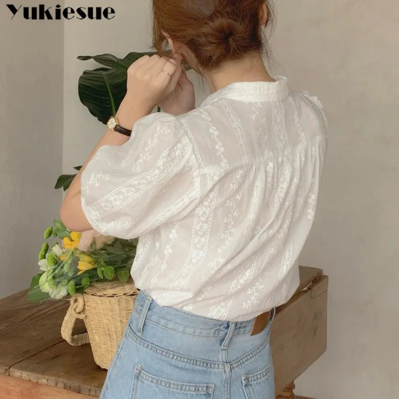 Shirts Women All-match V-Neck blouse shirts Style Clothing