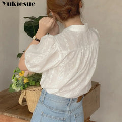 Shirts Women All-match V-Neck blouse shirts Style Clothing