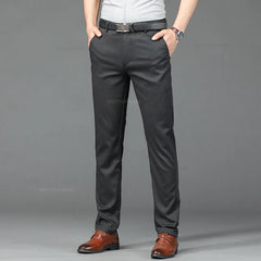 Men Casual Pants Ultra-thin Business Straight Solid Color