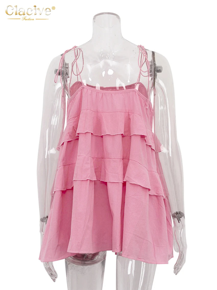 Loose White Cotton Strap Sleeveless Mini Dresses