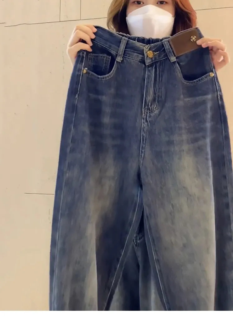 Y2k Large Size Straight Leg Jeans Female Denim Pants