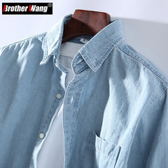 Casual Denim Fashion Casual Cotton Slim Fit Long Sleeve Shirt