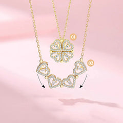 Heart Shaped Four Leaf Clover Pendant Necklace Choker Jewelry