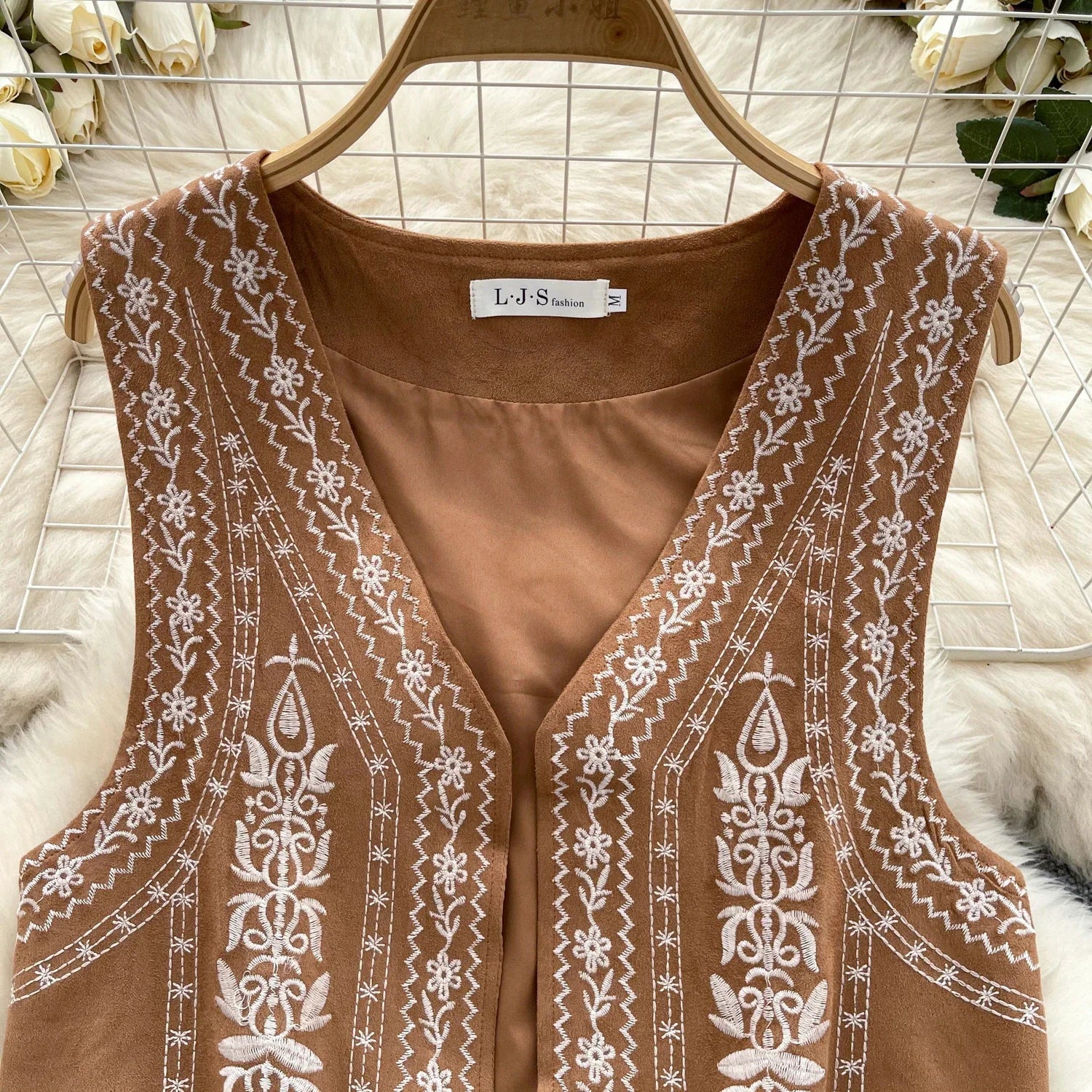 Vintage Bohemian Casual Distressed Sleeveless Chic Embroidery Lady Top