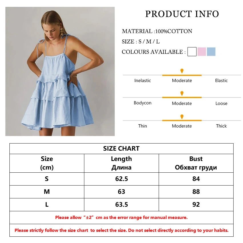 Loose White Cotton Strap Sleeveless Mini Dresses