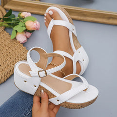 Clip Toe Wedges Rome Sandals Ankle Buckle Platform