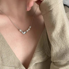Necklace Pearls Heart Bean Love Irregular Punk Geometric