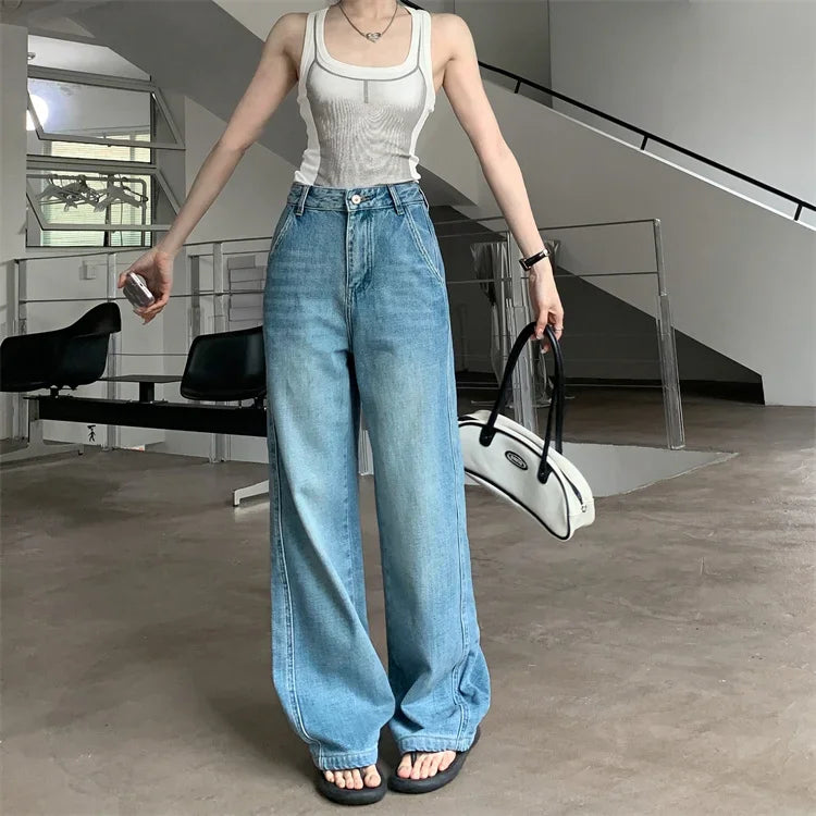 Retro Y2K Versatile Jeans Street Fashion Loose Straight Denim Trousers