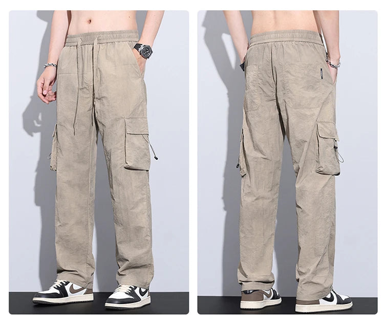 Summer Men's Ultra Thin Baggy Casual Pants Retro Casual