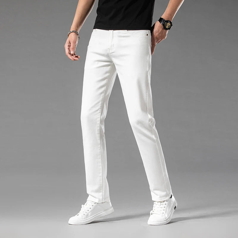 Classic Style Summer Men's Slim Fit White Jeans