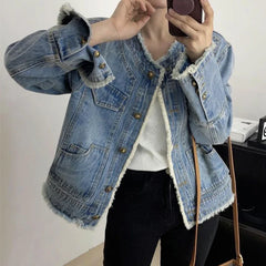 Buttons Up Cardigan Denim Jacket Long Sleeve Overcoat