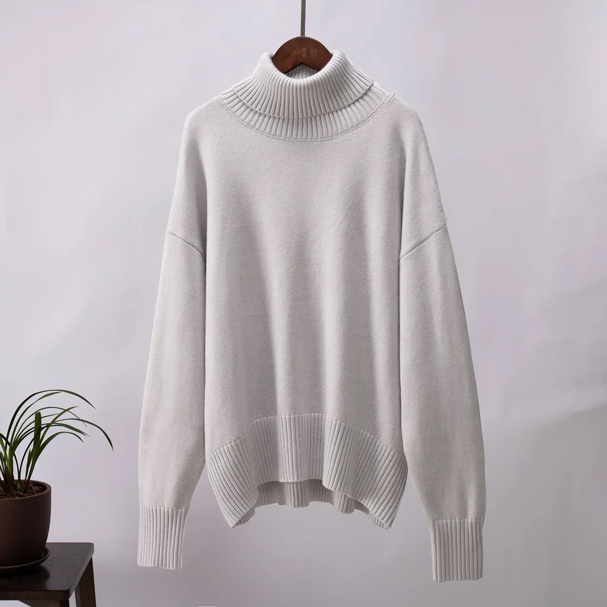 High Neck Pullover Warm Loose Knitted Base Sweater Jacket Tops