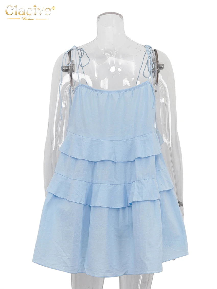 Loose White Cotton Strap Sleeveless Mini Dresses