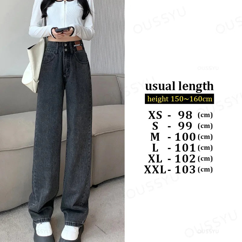 Winter Jeans Women Fleece Warm Denim Trousers High Waist Casual