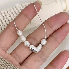 Necklace Pearls Heart Bean Love Irregular Punk Geometric