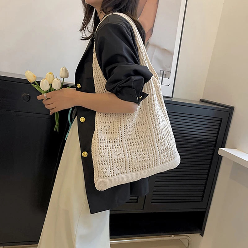 Knitted Handbags Beach Bags Shoulder Casual Tote