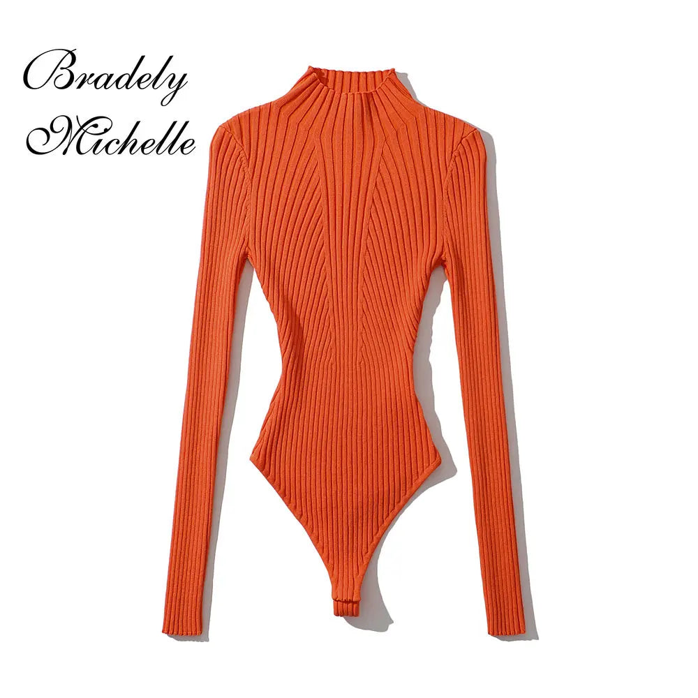 Women's Clothing Tops Solid Pullover High Collar Bodysuit