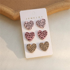 3Pairs/set Heart Stud Earrings for Women Colorful Jewelry Accessories