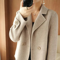 Double-Sided Wool Coat Women's Short  Casual Tweed Suit Jacket