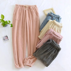 couple pajamas flannel thickened warm trousers coral fleece plus size