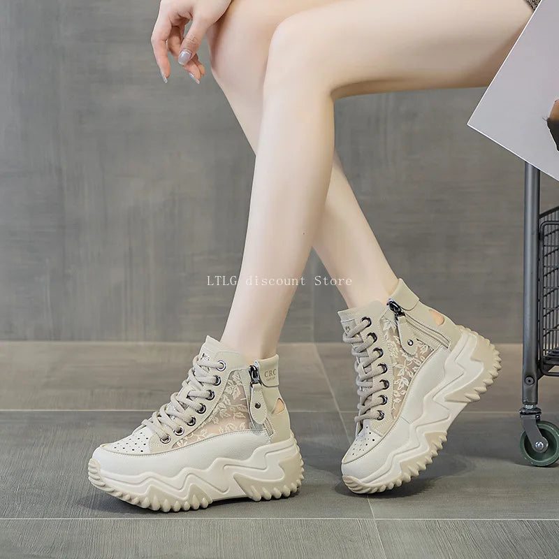 Women Zipper Platform Walking Shoes Summer Style