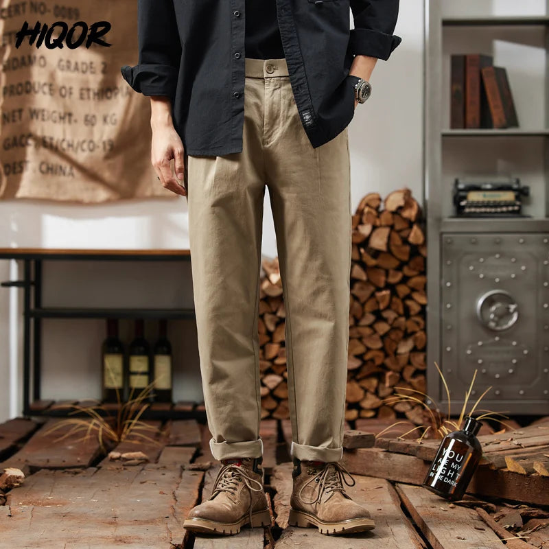 Man Classic Work Stretch Cargo Pants Cotton Baggy Casual Trousers