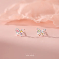 Shiny Colorful Zircon Cute Butterfly Stud Earrings Jewelry