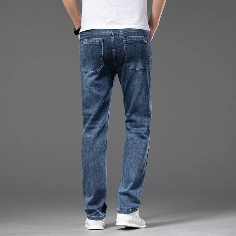 Men's Stretch Loose Jeans Classic Brand Straight Business Casual