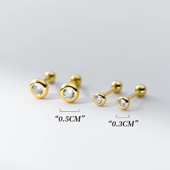 Simple Round Zircon Screw Beads Small Stud Earrings